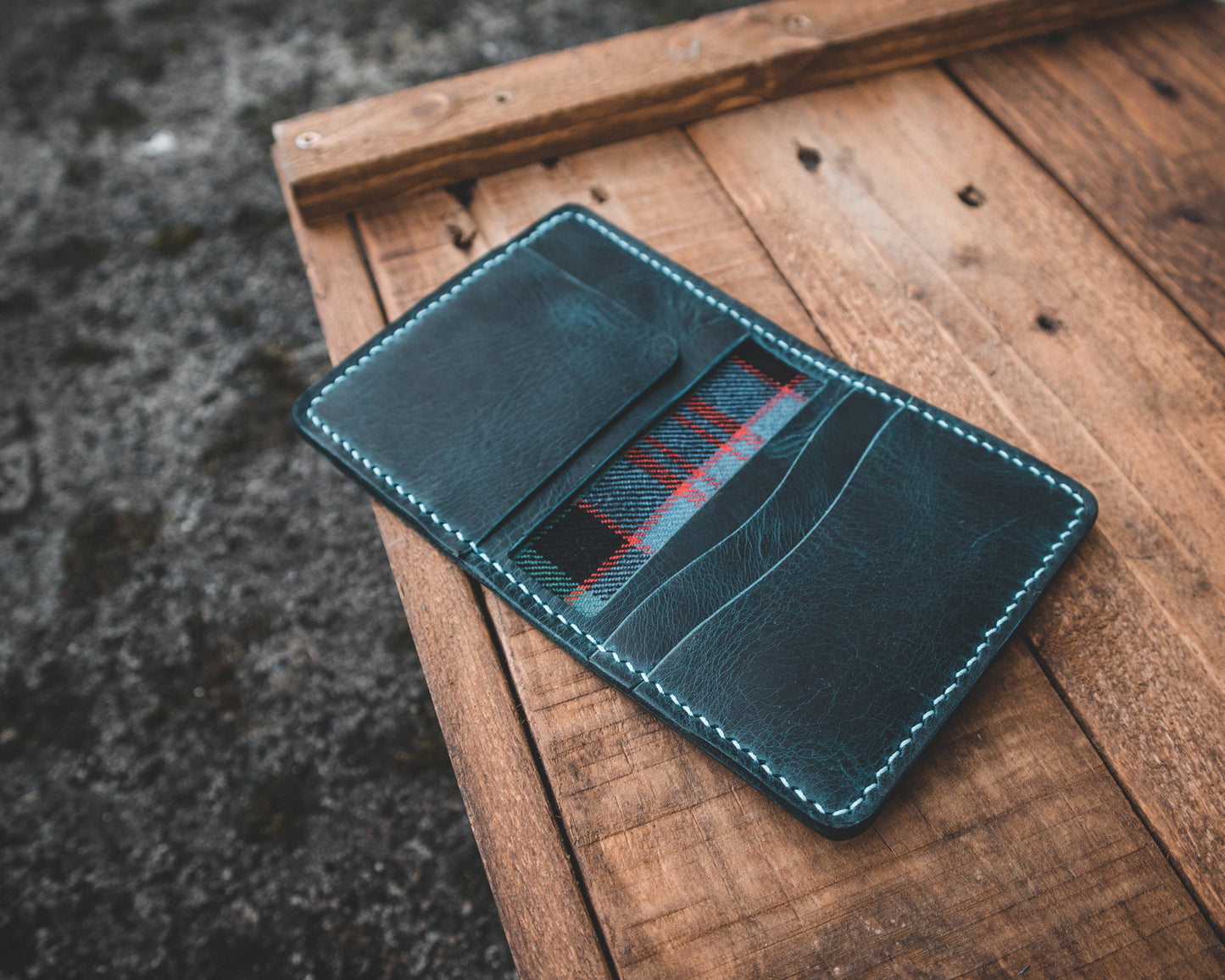 Limited Edition! The Nevis Leather Wallet Lined with Handmade Tartan!