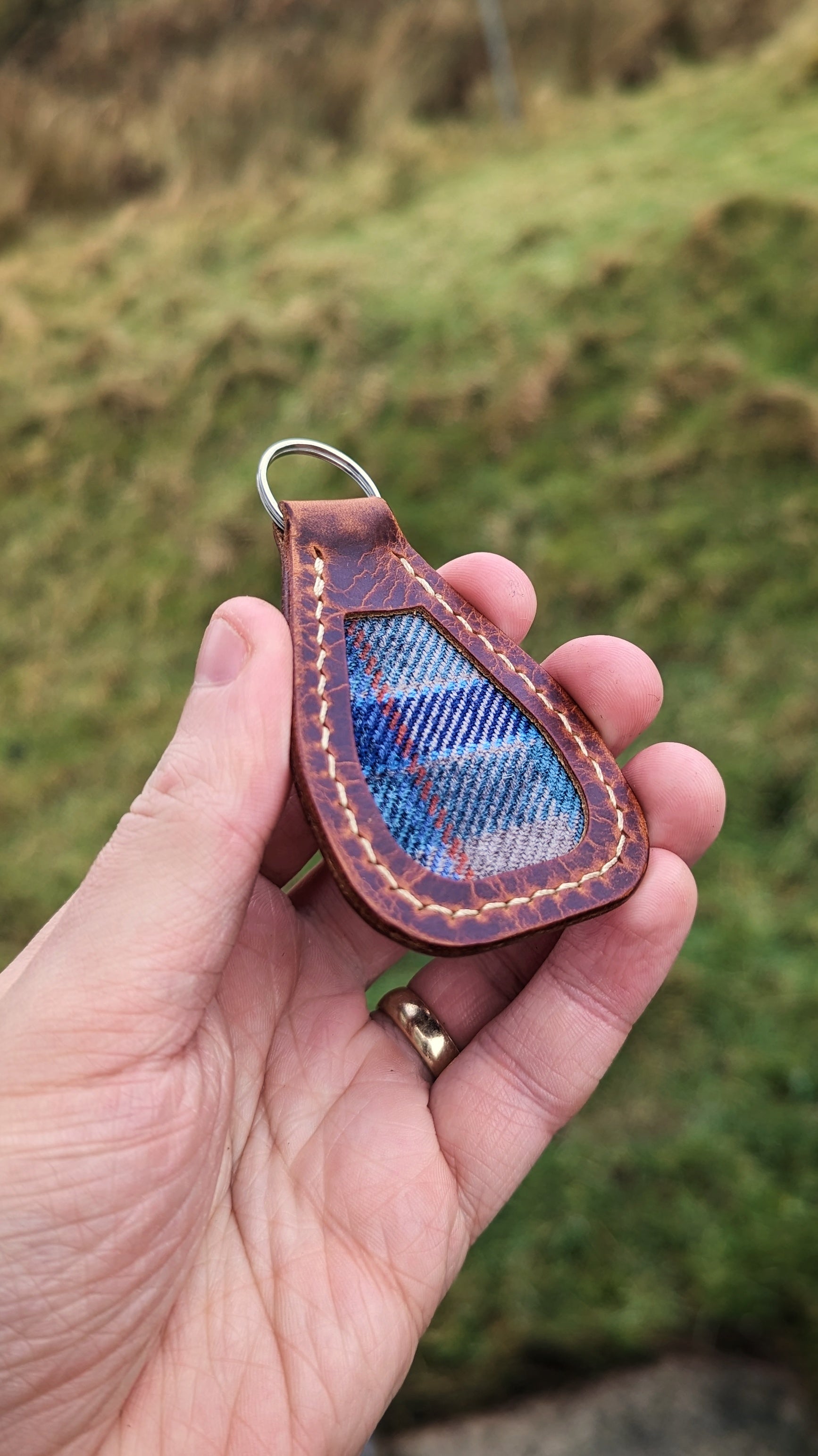 Tartan and Leather Keychain