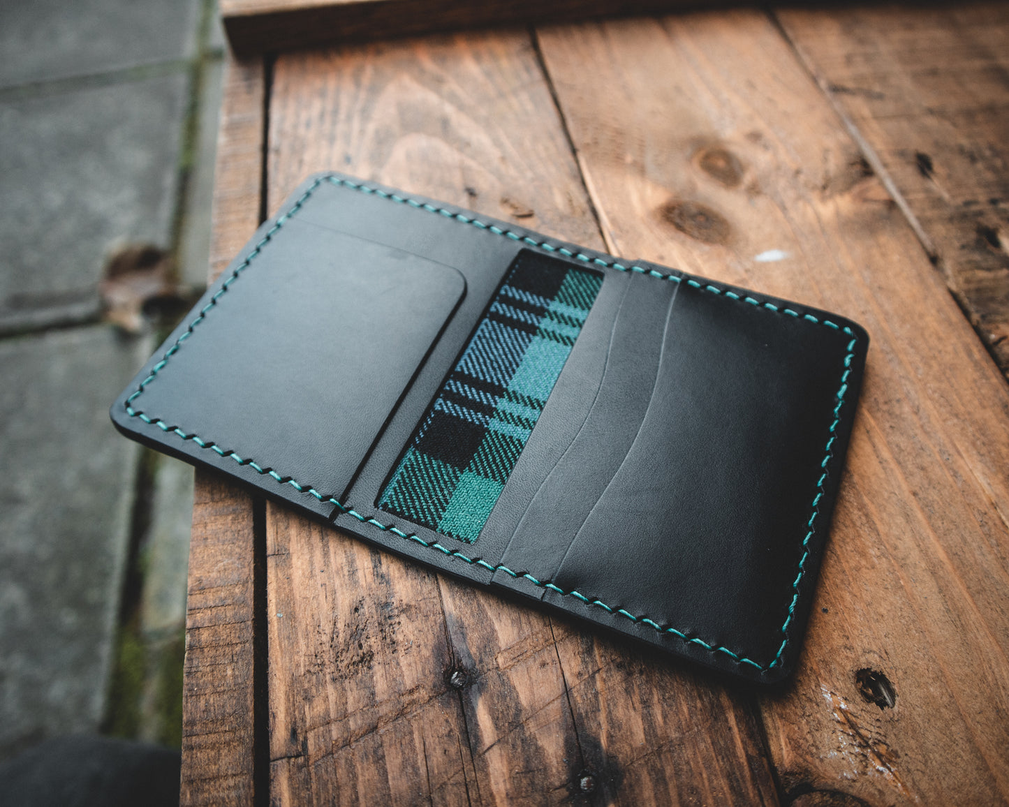 Limited Edition! The Nevis Leather Wallet Lined with Handmade Tartan!