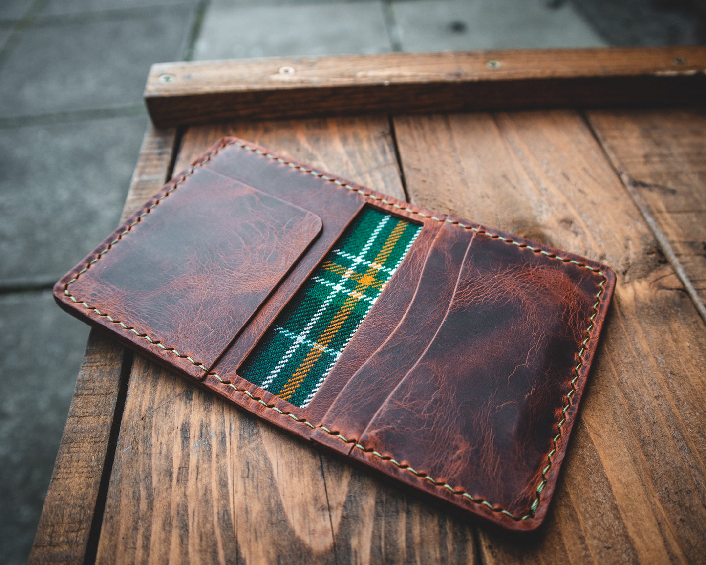 Limited Edition! The Nevis Leather Wallet Lined with Handmade Tartan!