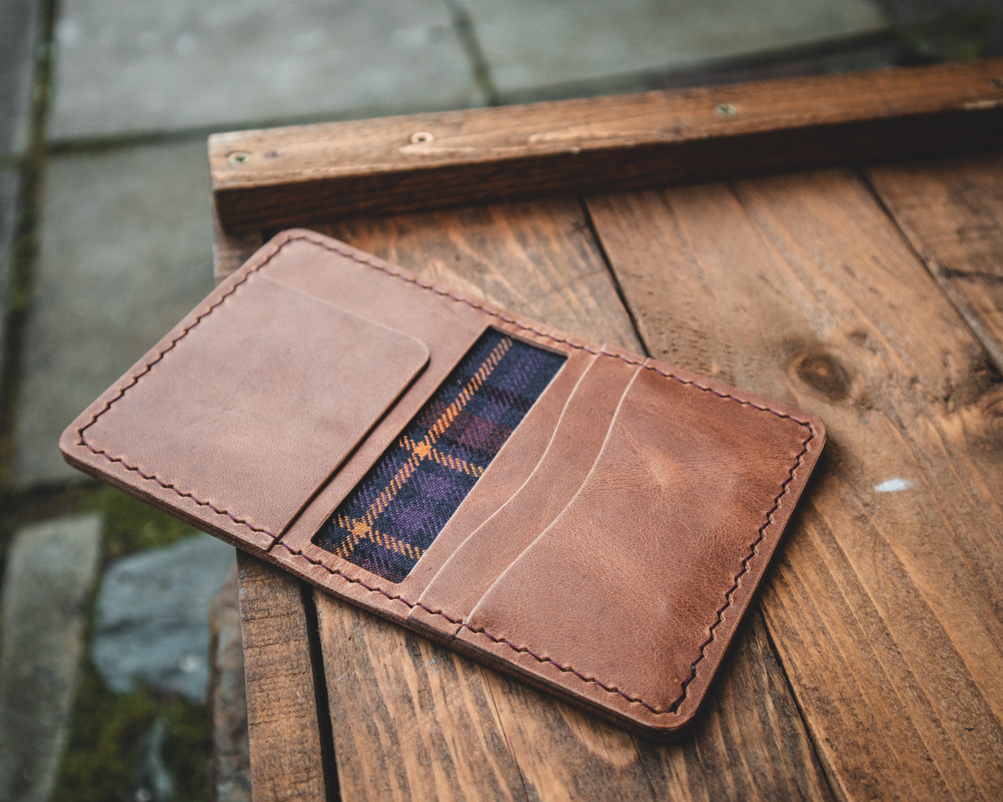 Limited Edition! The Nevis Leather Wallet Lined with Handmade Tartan!