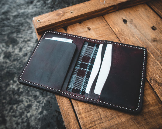 The Nevis Leather Wallet Lined with Handmade Tartan!