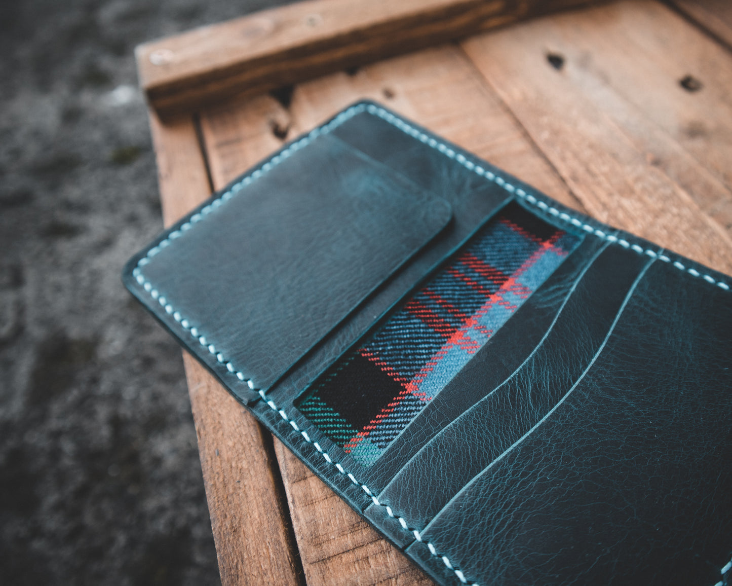 Limited Edition! The Nevis Leather Wallet Lined with Handmade Tartan!