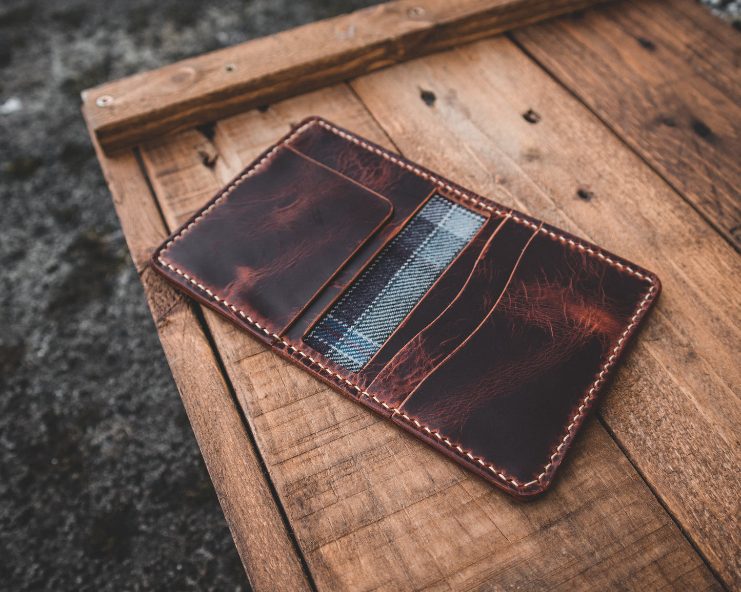 Limited Edition! The Nevis Leather Wallet Lined with Handmade Tartan!