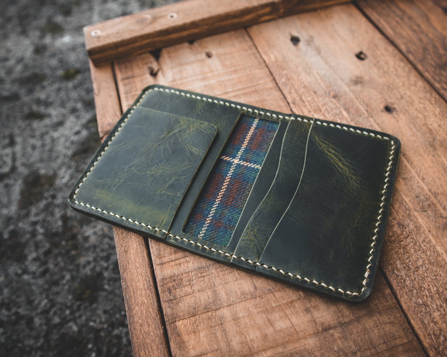 Limited Edition! The Nevis Leather Wallet Lined with Handmade Tartan!